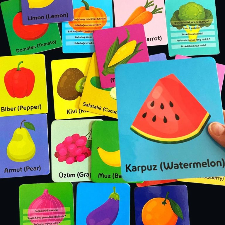 Neobebek tarafından Çocuklar İçin Eğlenceli ve Öğretici Meyve ve Sebze Zeka Kartları